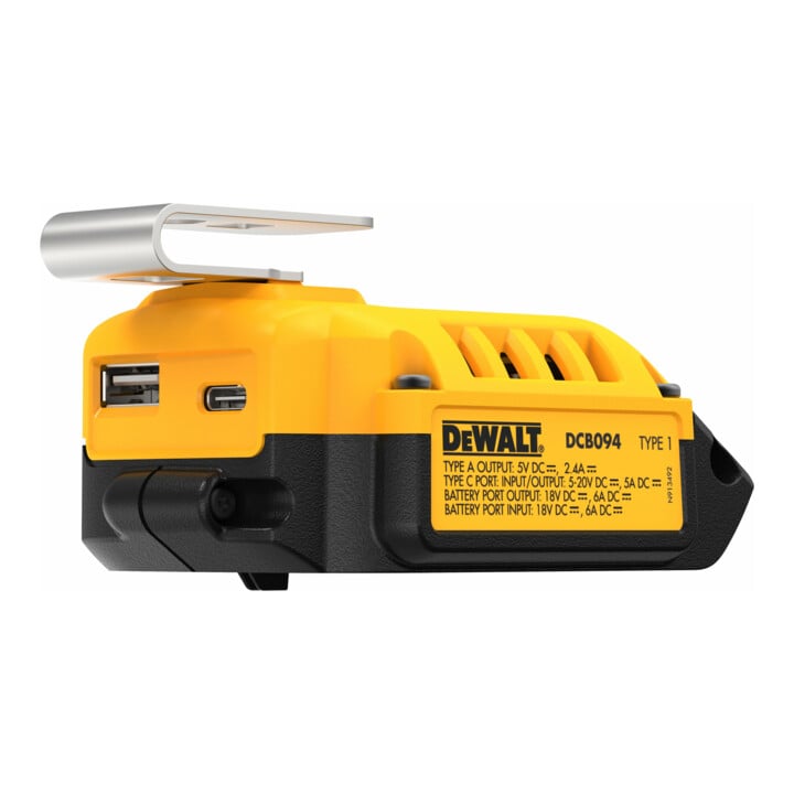 Chargeur combiné DEWALT avec fonction powerbank pour batteries 18 volts XR et XR Flexvolt DCB094K-QW