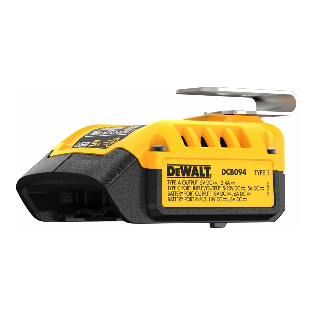 Chargeur combiné DEWALT avec fonction powerbank pour batteries 18 volts XR et XR Flexvolt DCB094K-QW