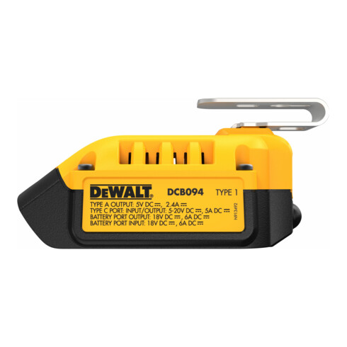 Chargeur combiné DEWALT avec fonction powerbank pour batteries 18 volts XR et XR Flexvolt DCB094K-QW