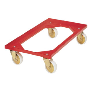 Chariot à caisse cap.charge 250 kg pneus polymère L600xl400mm ABS-plastique roug