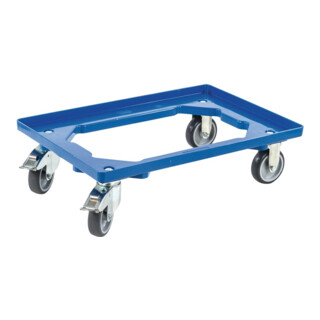 Chariot à caisse Capacité charge 250kg pneus caoutchouc L605xl405mm plastique bl