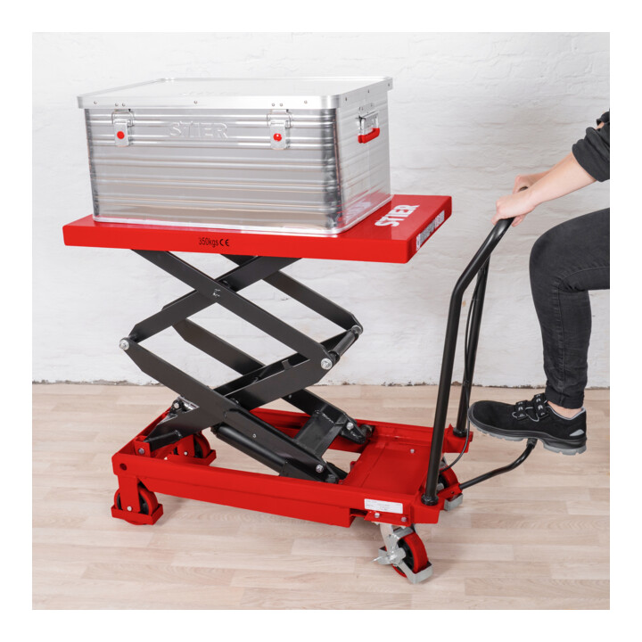 Chariot à doubles ciseaux à plate-forme élévatrice STIER 350 kg