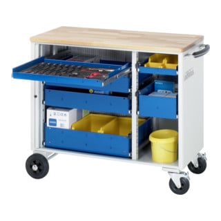 Chariot à outils Rau avec 4 tiroirs hêtre LxPxH 1025x520x890mm