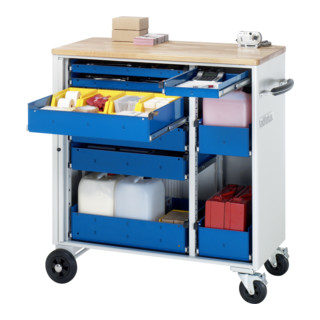 Chariot à outils Rau avec 6 tiroirs hêtre LxPxH 1025x520x1080mm