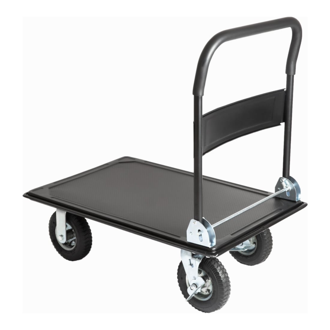 Chariot à plate-forme rabattable STIER, capacité de charge 350 kg, avec pneumatiques