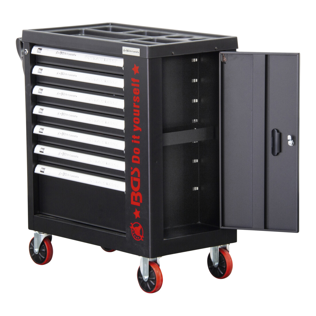 Chariot d'atelier BGS 7 tiroirs 1 porte latérale vide 6058-1