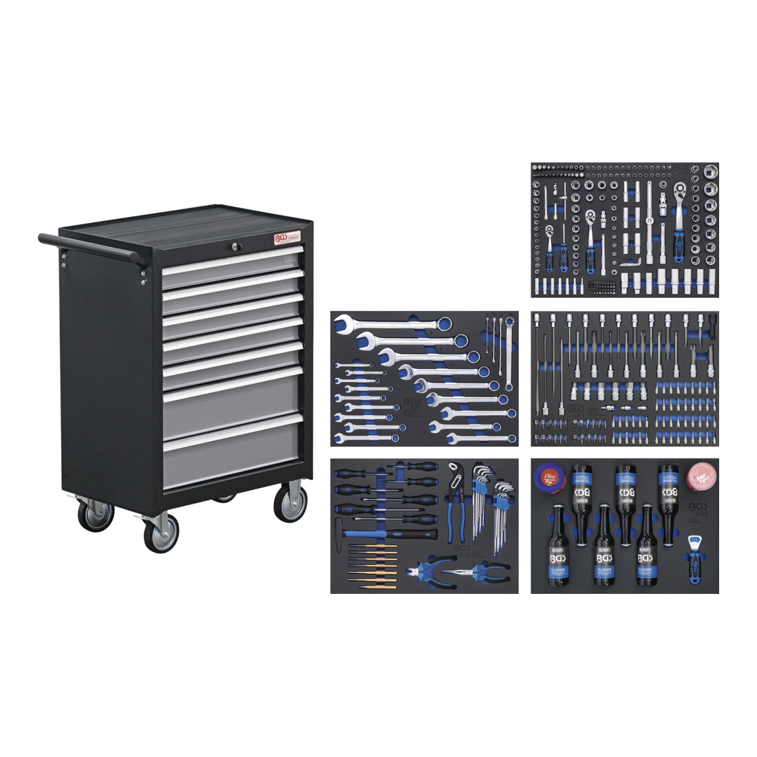 BGS Servante d’atelier 7 tiroirs avec 354 outils 4209