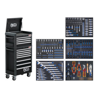 Chariot d'atelier BGS Profi Standard Maxi 12 tiroirs avec 263 outils