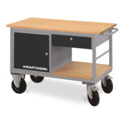 Chariot d'atelier Kraftwerk avec 1 boîte à tiroirs, 1 tiroir et 1 étagère, 835x1300x600 mm, 83 KG-1