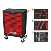 Chariot d'atelier KS Tools ECOline NOIR/ROUGE avec 7 tiroirs et 215 outils de qualité-3