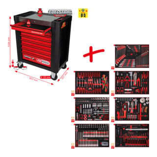 Chariot d'atelier KS Tools Performanceplus P10 avec jeu de 397 outils