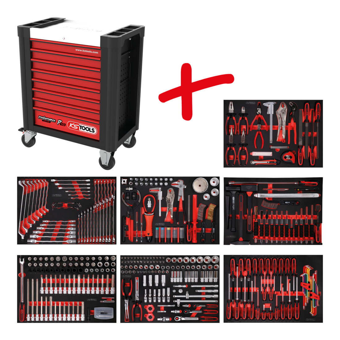 Chariot d'atelier KS Tools Performanceplus P10 avec jeu de 397 outils