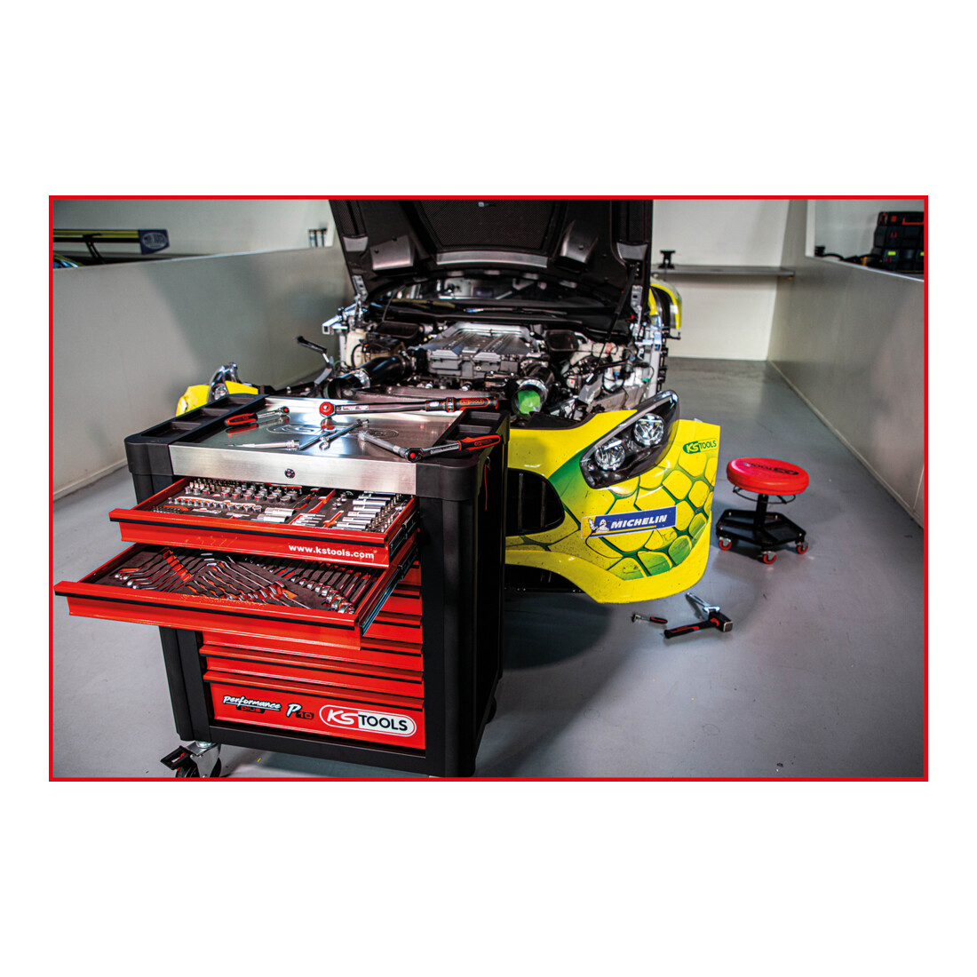 Chariot d'atelier KS Tools Performanceplus P10 avec jeu de 397 outils