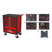 Chariot d'atelier KS Tools RACINGline NOIR/ROUGE avec 7 tiroirs et 515 outils Premium