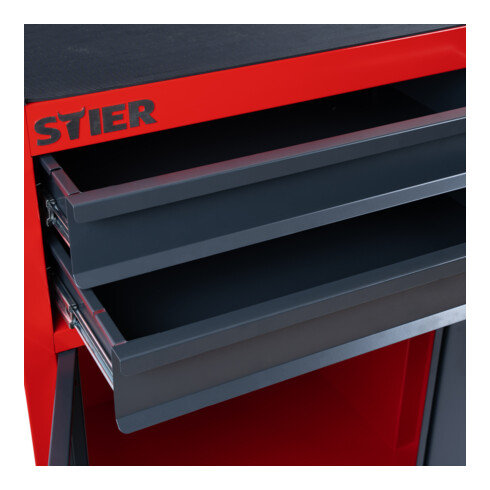 Chariot d'atelier STIER Basic Compact, vide, avec couvercle en plastique
