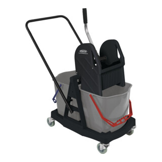 Chariot de nettoyage seaux de 1 x 17 l, presse plastique avec poignée poussoir e