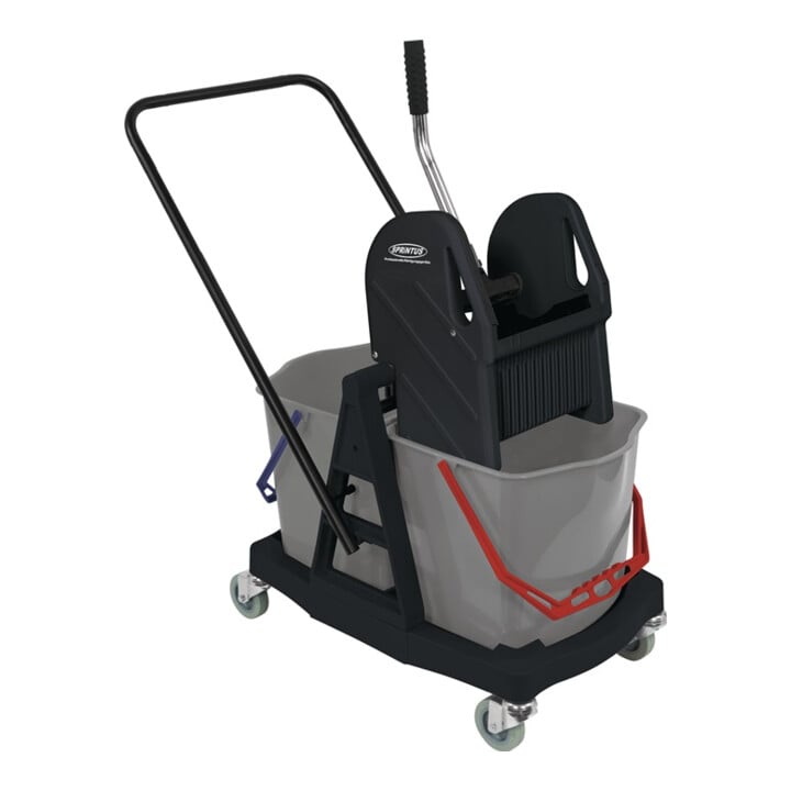 Chariot de nettoyage seaux de 1 x 17 l, presse plastique avec poignée poussoir e