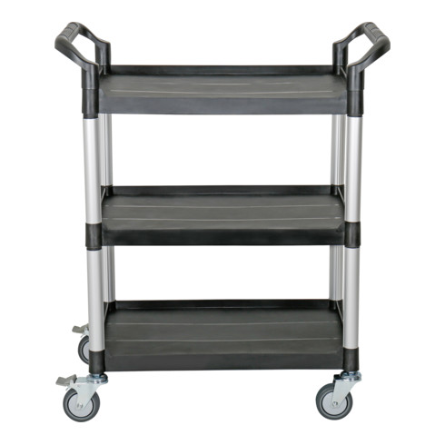 Chariot de service STIER à 3 étagères, 850 mm de long x 480 mm de large x 1000 mm de haut