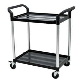 Chariot de service STIER avec 2 étagères, 750 mm de longueur x 460 mm de largeur x 825 mm de hauteur