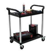 Chariot de service STIER avec 2 étagères, 750 mm de longueur x 460 mm de largeur x 825 mm de hauteur-5