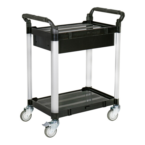 Chariot de service STIER avec 2 étagères et un tiroir, 750 mm de long x 460 mm de large x 925 mm de haut
