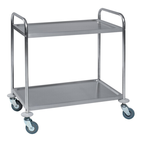 Chariot de table avec 2 tiroirs 825 × 500, acier inoxydable