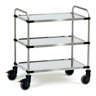 fetra Chariot en acier inoxydable 5019 - Capacité 150 kg, pneus TPE
