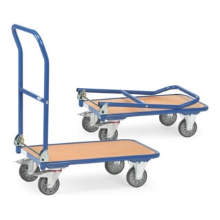 Chariot pliable en acier fetra charge max. 250kg, roues à bandage TPE, dossier rabattable