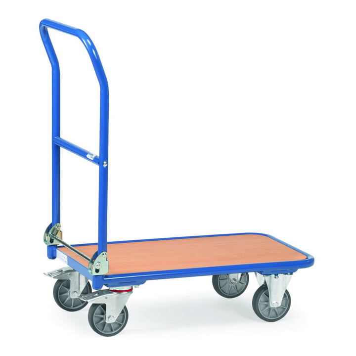 Chariot pliable en acier fetra KW 1 charge max. 250kg, roues à bandage TPE, dossier rabattable