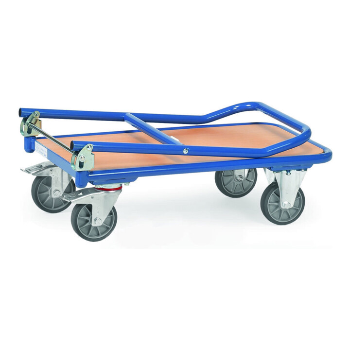 Chariot pliable en acier fetra KW 1 charge max. 250kg, roues à bandage TPE, dossier rabattable