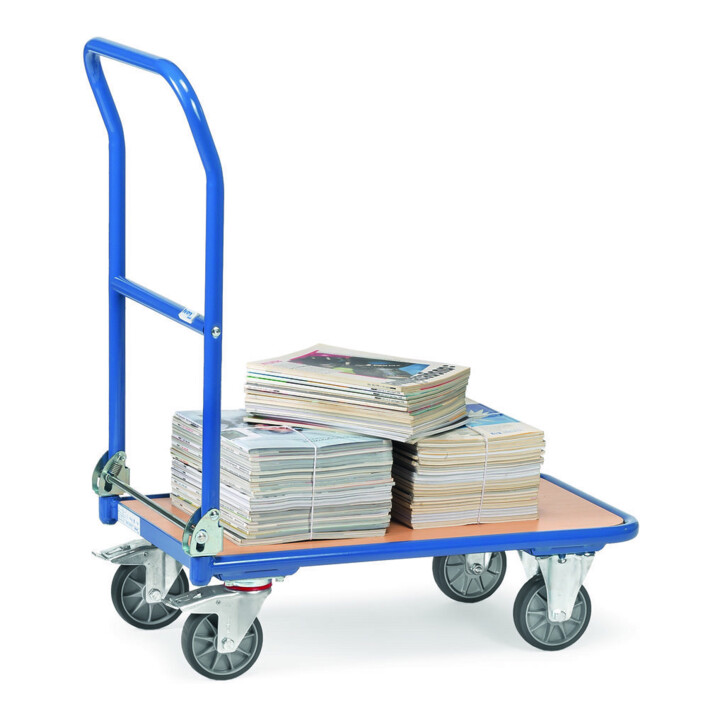Chariot pliable en acier fetra KW 1 charge max. 250kg, roues à bandage TPE, dossier rabattable