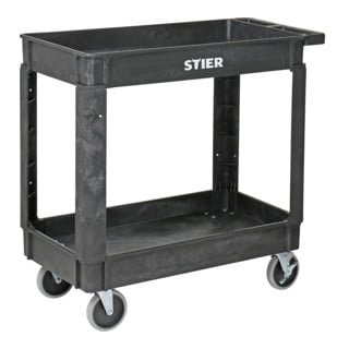 Chariot polyvalent en plastique STIER avec 2 plateaux, 250 kg, LxlxH 870x430x850 mm