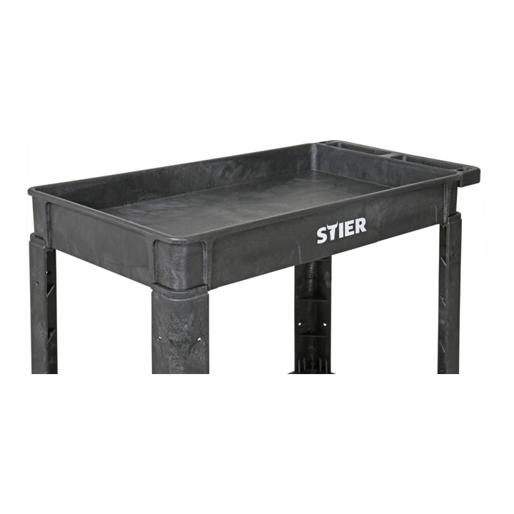 Chariot polyvalent en plastique STIER avec 2 plateaux, 250 kg, LxlxH 870x430x850 mm