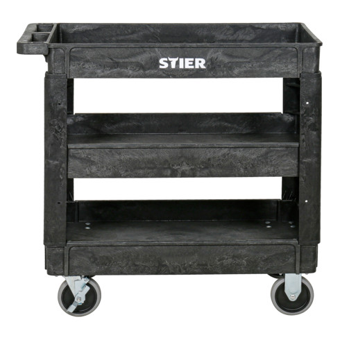 Chariot polyvalent en plastique STIER avec 3 plateaux, 250 kg, LxlxH 870x430x850 mm