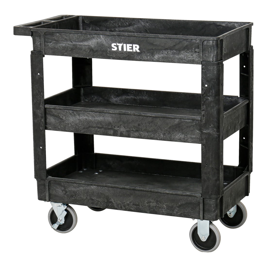 Chariot polyvalent en plastique STIER avec 3 plateaux, 250 kg, LxlxH 870x430x850 mm