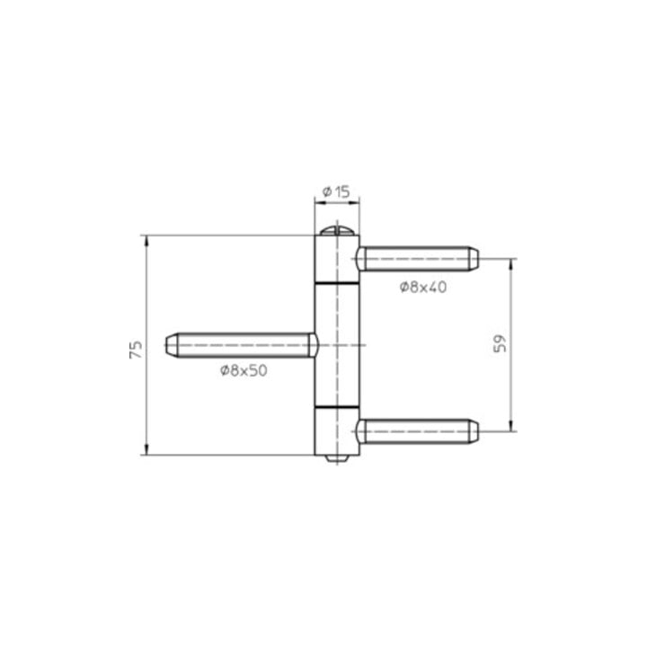 Charnière à enfoncer BAKA C 1-15 WF 3-pcs. topzink 60kg DIN L/R portes en bois