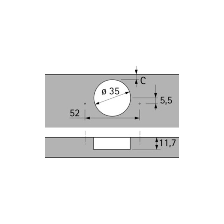 Charnière à montage rapide Hettich Intermat 9943 K.0,0mm TH 42 pour fixation