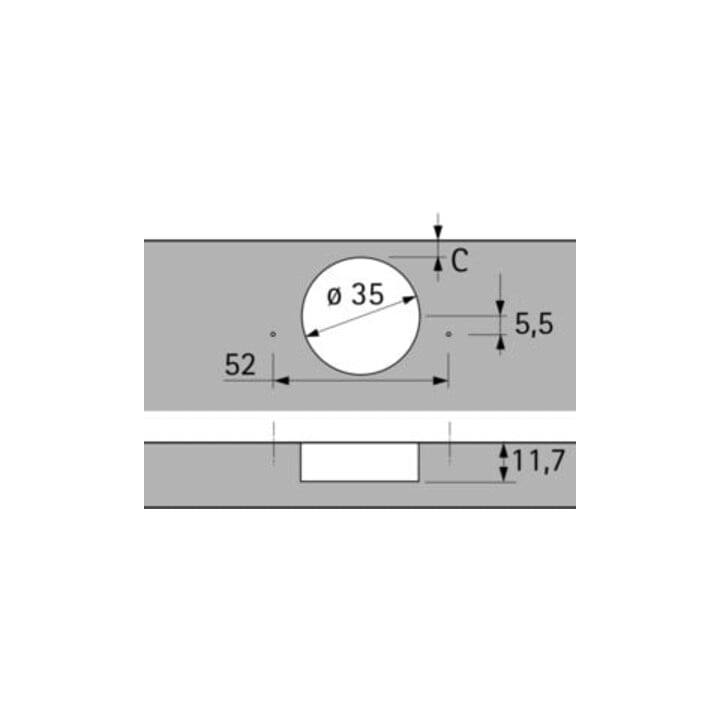Charnière à montage rapide Hettich Intermat 9943 K.16,0mm TH 42 pour fixation