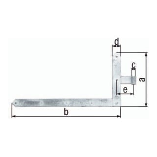 Charnière d'angle de porte pour portes de garage 400x800x60x60x 120mm STA galv.gelb verz.li.ob 8mm