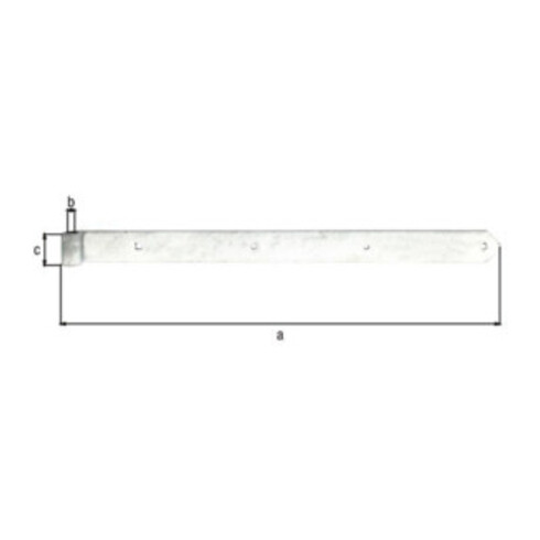 Charnière de magasin B.60mm L.800x60mm S.8mm D.20mm STA TZN rd GAH
