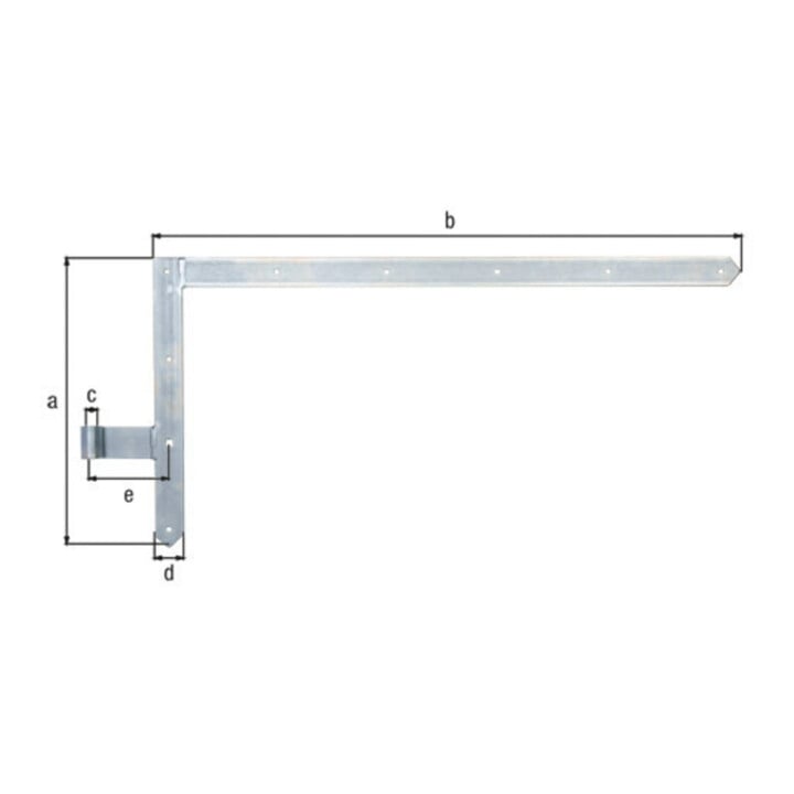 Charnière de porte 400x800x40x40x105mm STA galv.gelb verz.li.ob 5mm