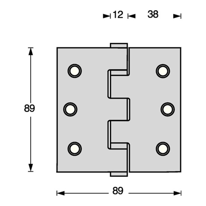 Charnière de porte à billes angulaire L.89mm B.89mm axe extensible en acier inoxydable