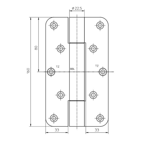 Charnière d'objet VARIANT VN 2929/160 VA ma née 160kg 22,5mm DIN L/R porte stu.door