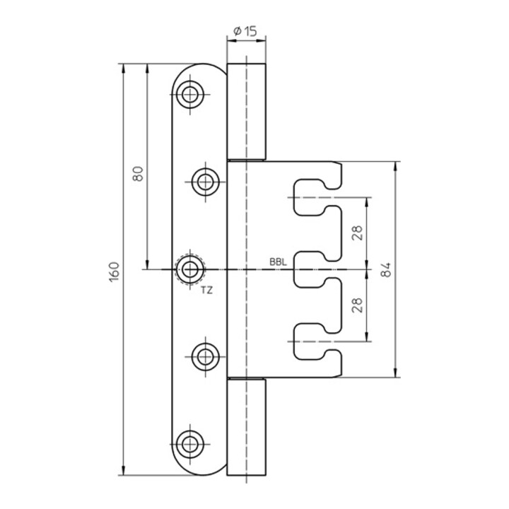 Charnière d'objet VARIANT VX 7939/160 Planum VA ma née 160kg 15mm DIN L/R porte ouverte