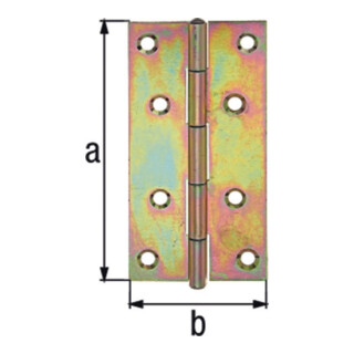 Charnière hauteur 81 mm largeur 128 mm pas de filetage 1,5 mm acier inoxydable