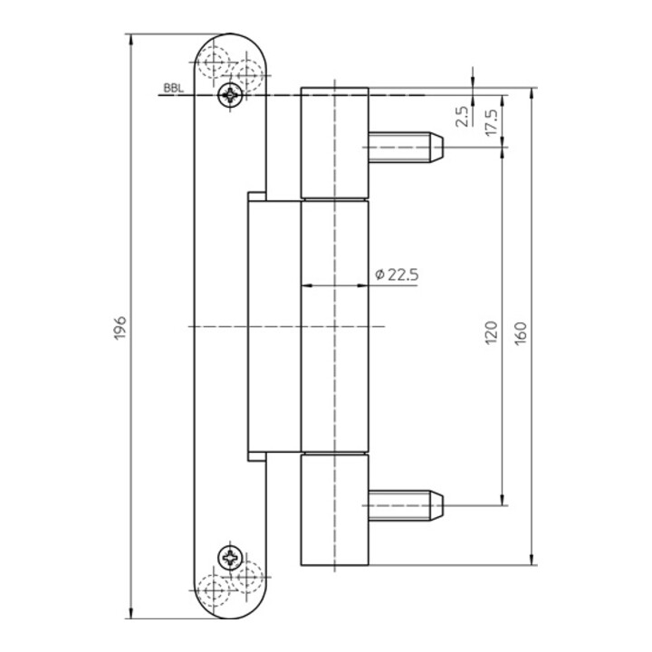 Charnière VARIANT VARIANT VN 3747/160 Compact VA ma 160kg né 24mm DIN L/R porte stu.door
