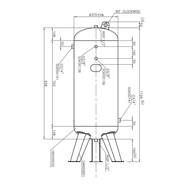 Chaudière à air comprimé Aerotec 90 L verticale - 10 bar poudrée sans kit de montage