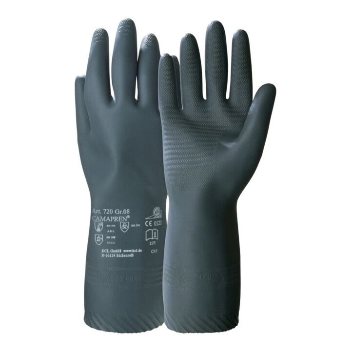 Chemiehandschuh Camapren 720 Gr.8 schwarz EN 388,EN 374 Kat.III