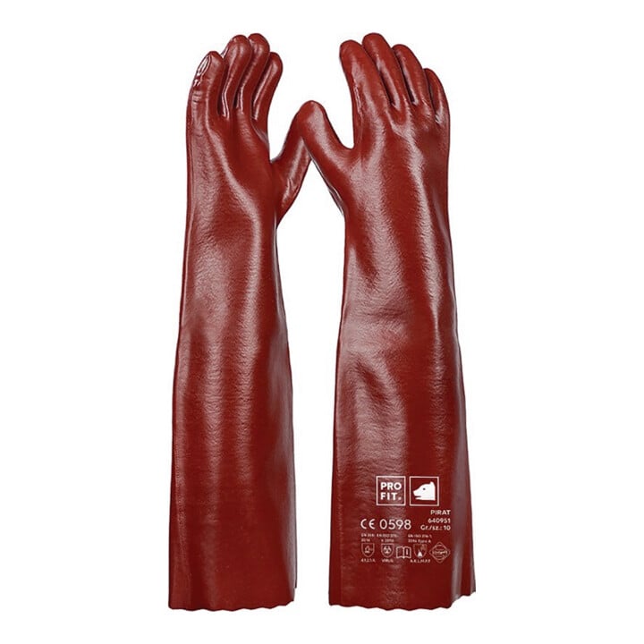 Chemikalienschutzhandschuh Pirat Gr.10 rotbraun PVC EN388,EN ISO374-1 PSAIII