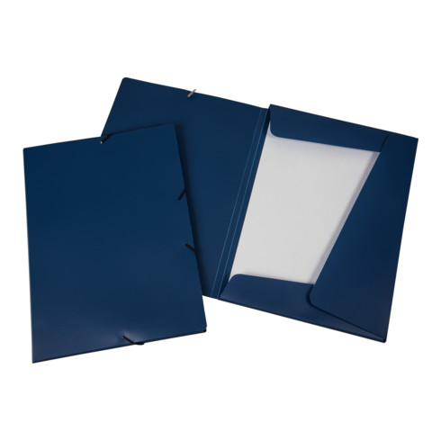 Chemise à élastique Eichner PP A4 + 3 rabats à ailettes et élastique de serrage en coin bleu